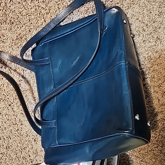 Patricia Nash Vintage Leather Rosedale Tote Caribbean Blue Purse - Picture 13 of 13